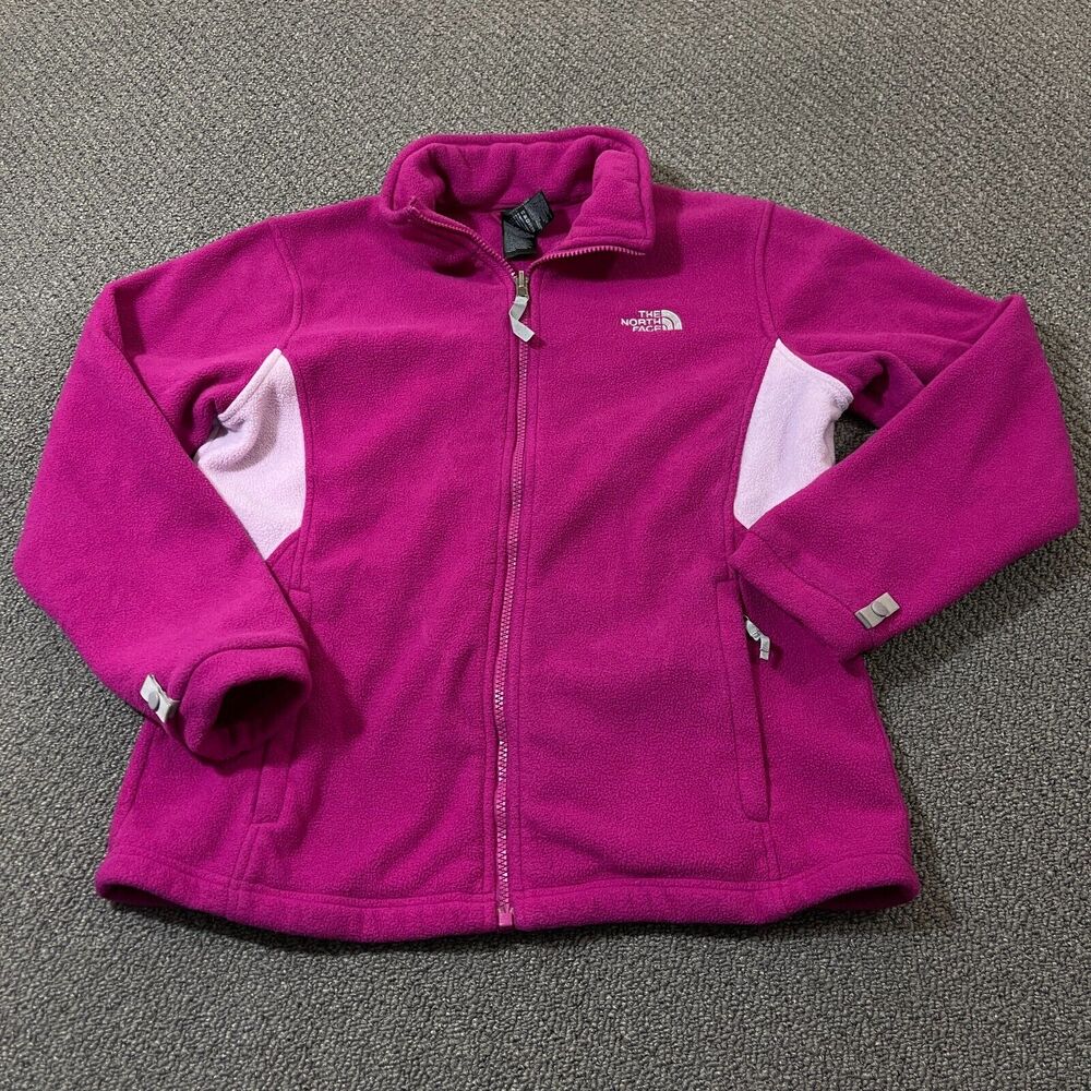 The North Face Girls Size XL 18 Full Zip Jacket Fleece Pink/Purple
